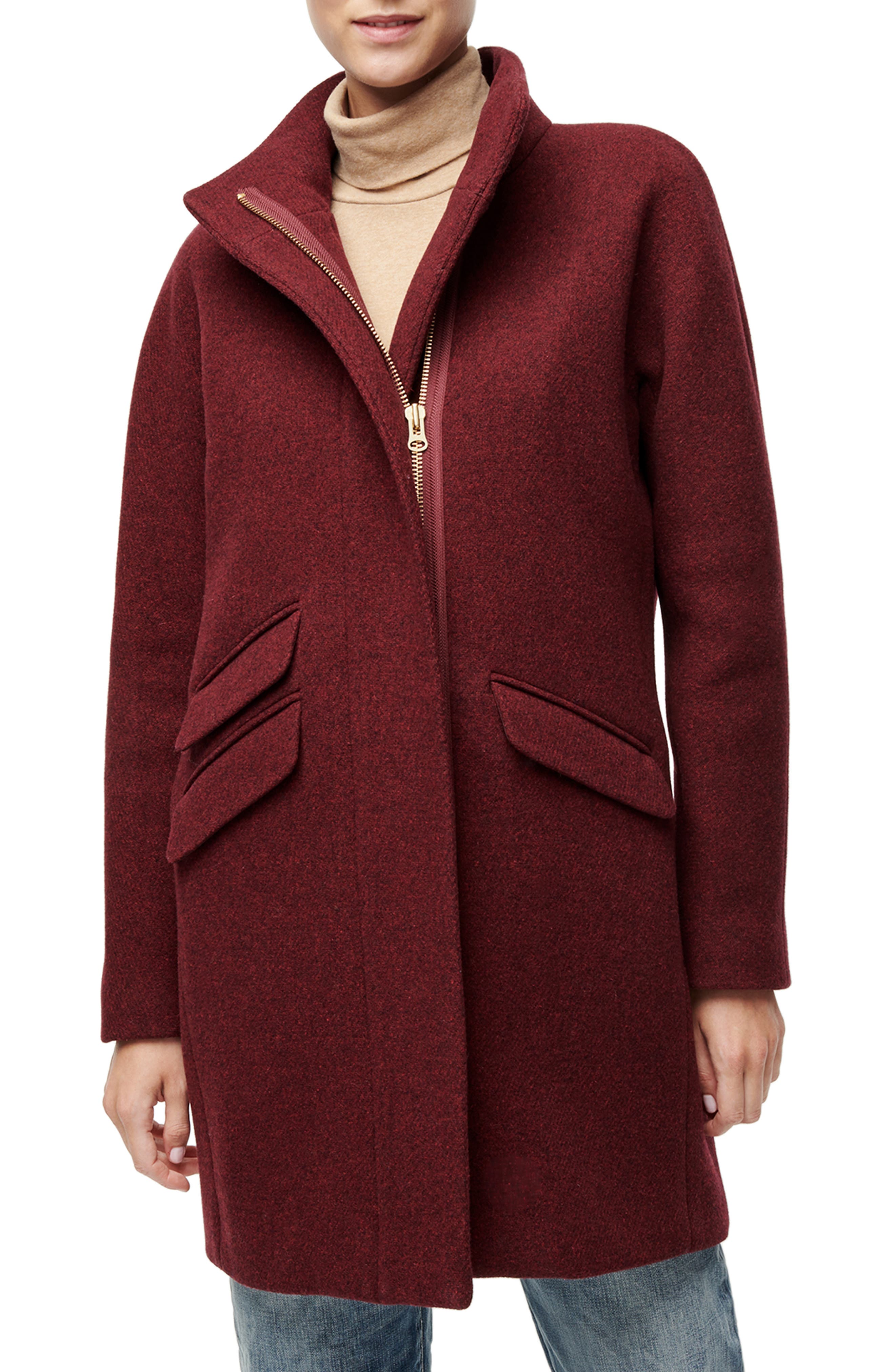 red cocoon coat