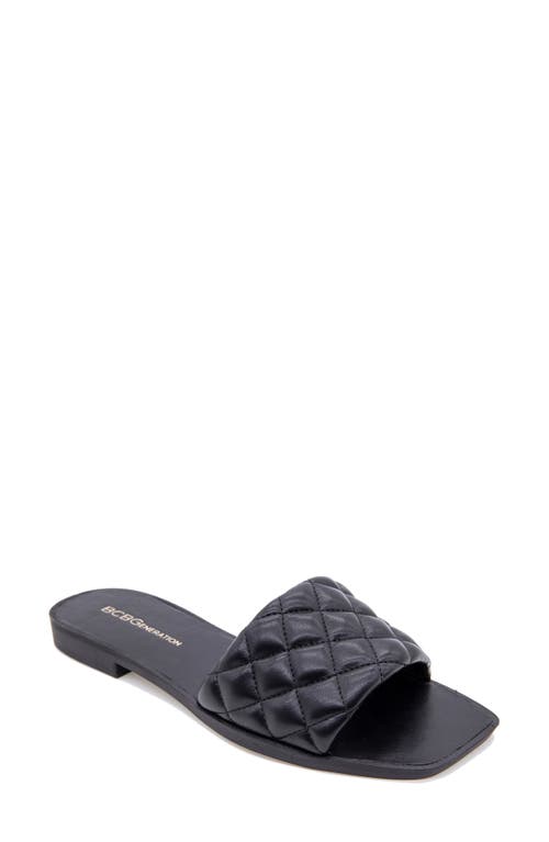 Laila Slide Sandal in Black Pu