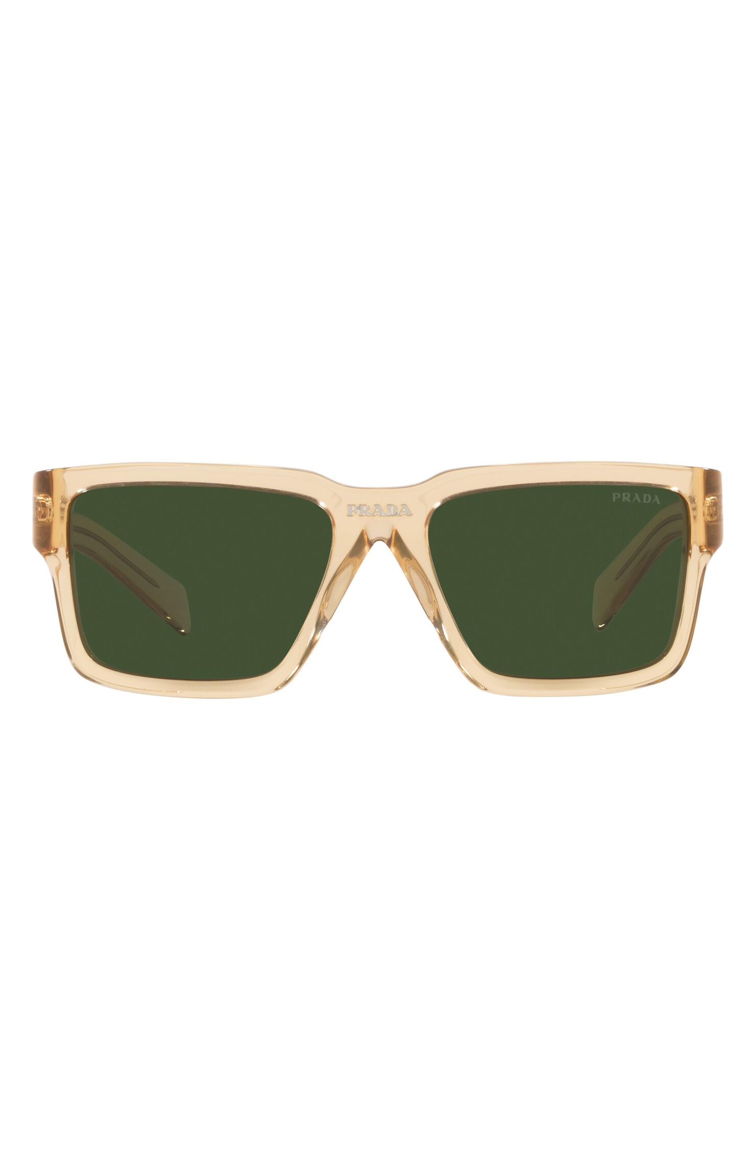 Prada 56mm Rectangular Sunglasses in Amber at Nordstrom