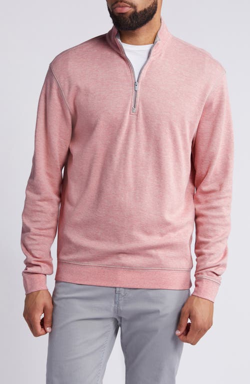 Hanks Heathered Quarter Zip Pullover in Coral