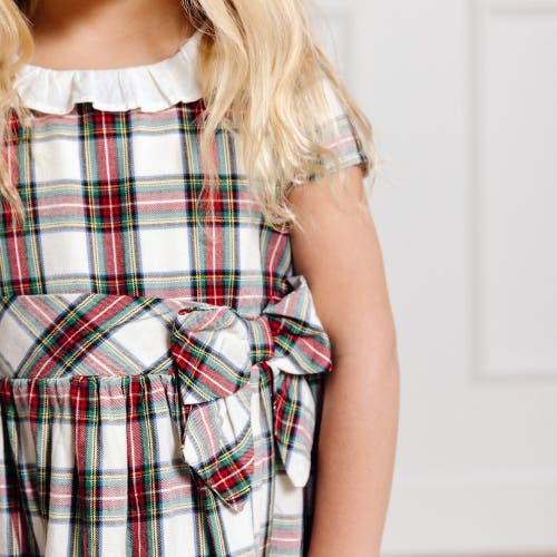 Hope & Henry Girls' Organic Ruffle Collar Party Dress, Kids In Ivory Holiday Tartan