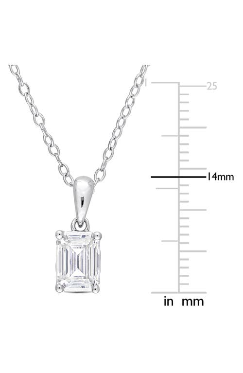 Delmar Sterling Silver Emerald Cut Lab Created Moissanite Pendant Necklace In Silver