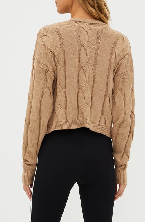 Shop Beach Riot Clarice Cotton Cable Stitch Sweater In Sandshell