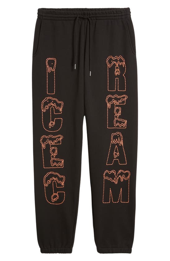 Shop Icecream Snow Tops Embroidered Joggers In Black