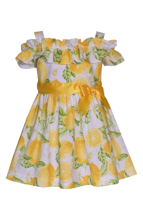 Shop Bonnie Jean Ruffle Lemon Print Dress In Yellow