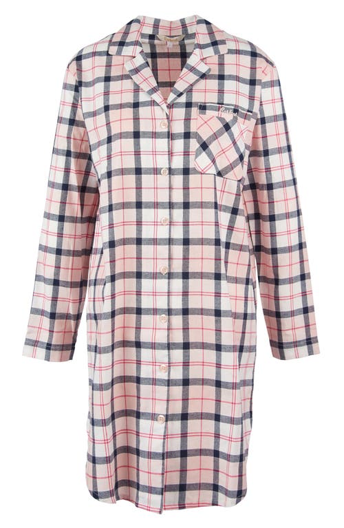 Shop Barbour Etta Tartan Brushed Cotton Nightshirt In Pink/navy Tartan