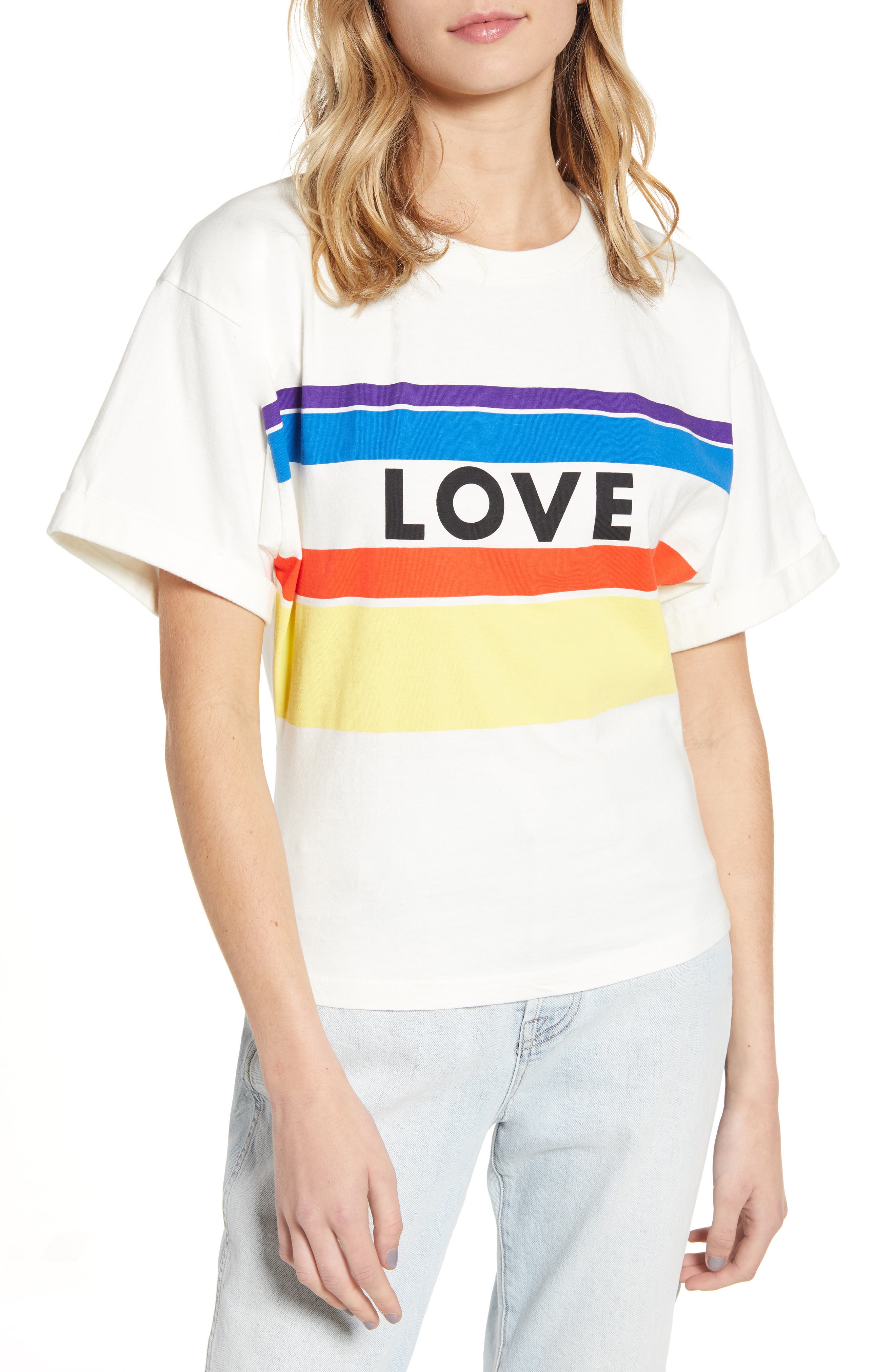Rebecca Minkoff Cydney Love Stripe Graphic Tee, Ivory