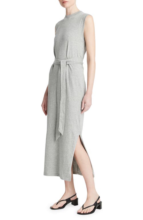 Vince Sleeveless Cotton Knit Midi Dress In H Grey