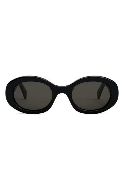 Triomphe 52mm Oval Sunglasses in Black/Smoke