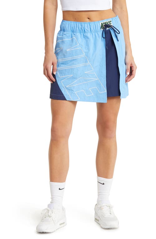 Shop Nike Tracksuit Drawstring Waist Skirt In University Blue/navy/sail