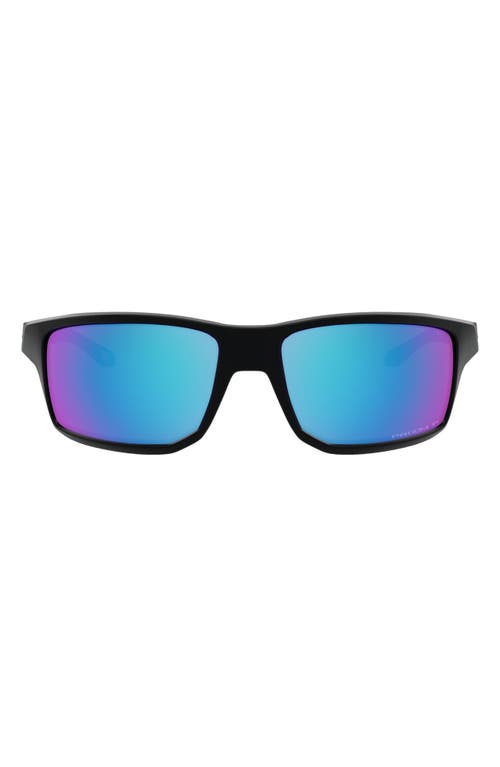 Oakley Gibston 61mm Polarized Wrap Sunglasses In Matte Black/prizm Sapphire