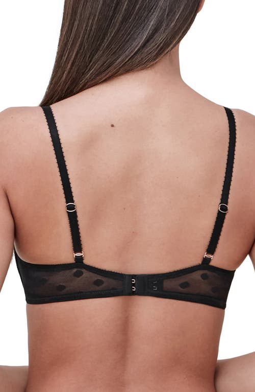 Skarlett Blue Dnu Women's Dare Fully Adjustable Comfortable Everyday Demi T Shirt Bra With Dotted Stretch Lace And In Black/nylon
