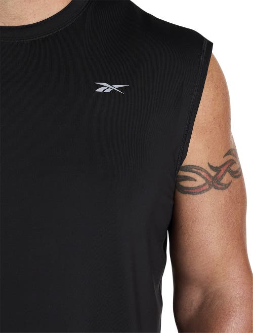 Shop Reebok Basic Layer Sleeveless Compression Tee In Black