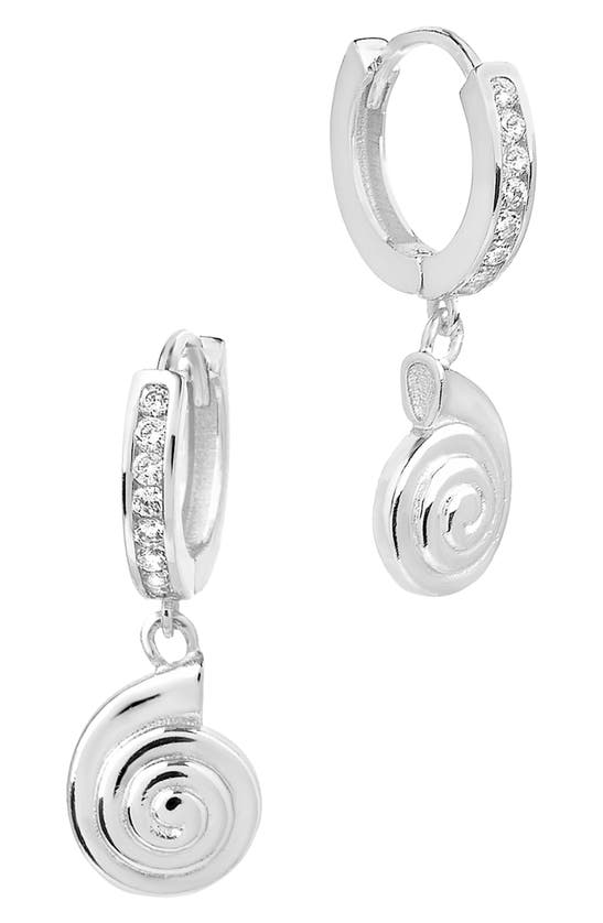 Sterling Forever Shark Eye Drop Huggie Hoop Earrings In Silver