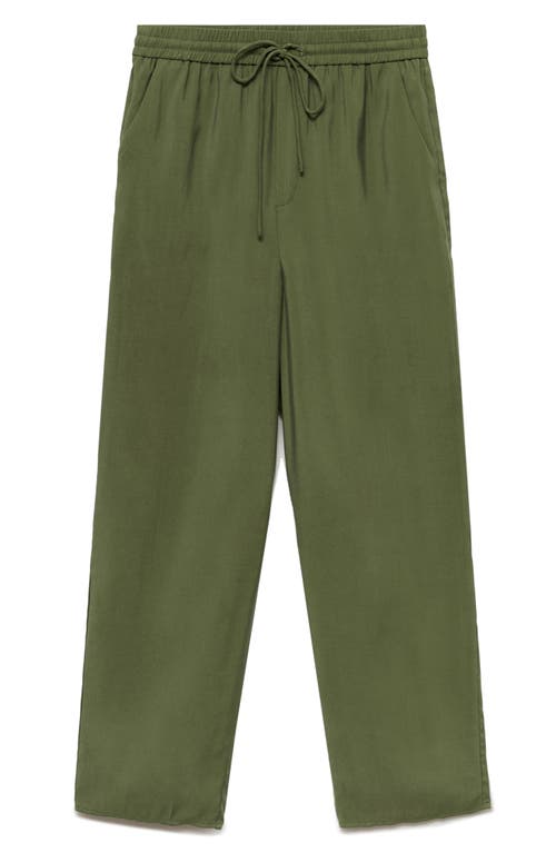 Shop Mango Drawstring Ankle Straight Leg Pants In Forest Green