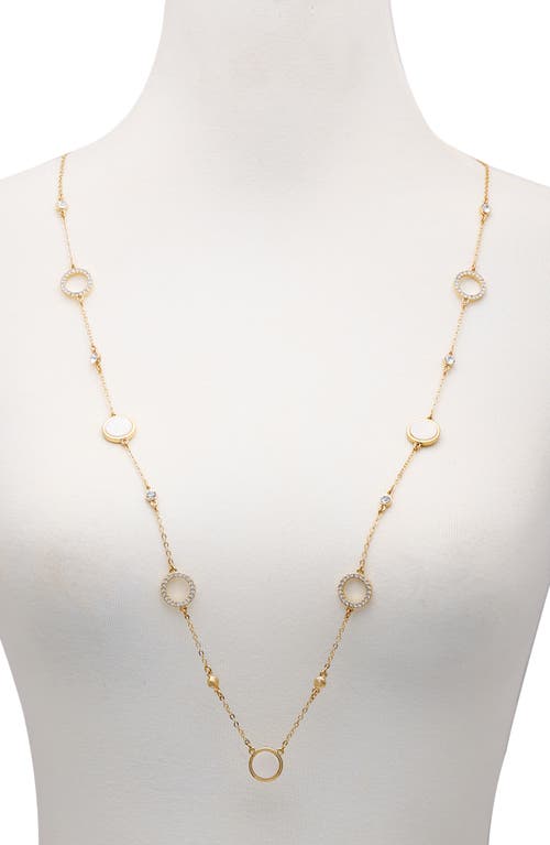 T Tahari Crystal Station Necklace In Gold Tone