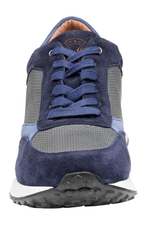 Shop Johnston & Murphy Collection Briggs Perfed Lace-up Sneaker In Navy/gray/blue Italian Suede