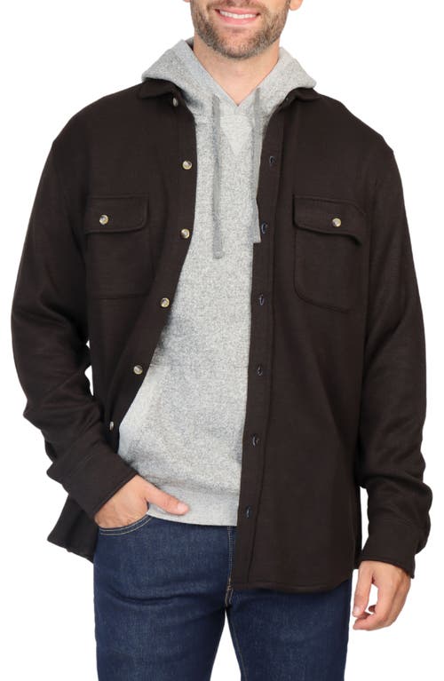 Tailorbyrd Long Sleeve Melange Solid Button Front Shirt In Black