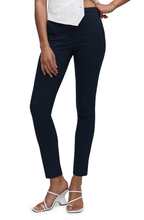 Shop Mango Crop Skinny Pants In Dark Navy