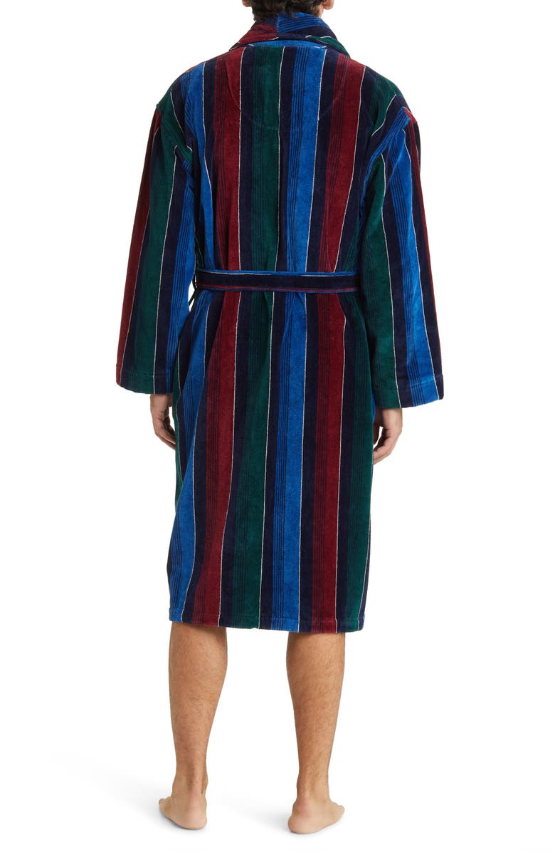 Majestic International Statement Stripes Shawl Collar Terry Cloth Robe