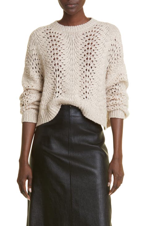 BRUNELLO CUCINELLI Sequin-embellished open-knit cashmere and silk