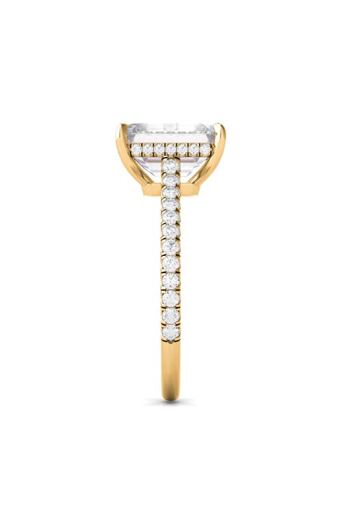 Shop Hautecarat Emerald Cut Pavé Lab Grown Diamond Ring In 3.00 Ctw 18k Yellow Gold