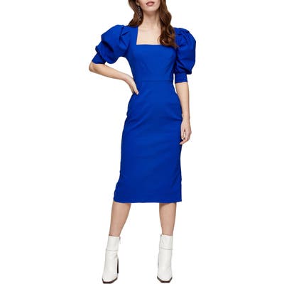 Topshop Bengaline Square Neck Dress, US (fits like 2-4) - Blue