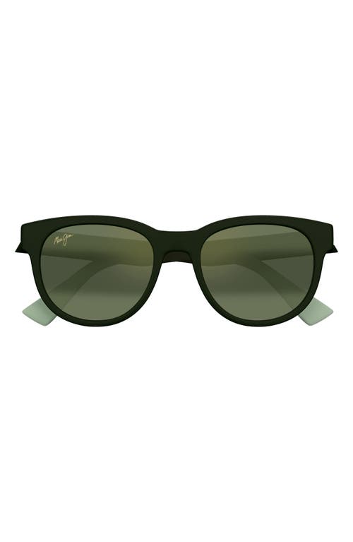 Maui Jim Maoli 52mm Polarizedplus2® Round Sunglasses In Matte Dark Green