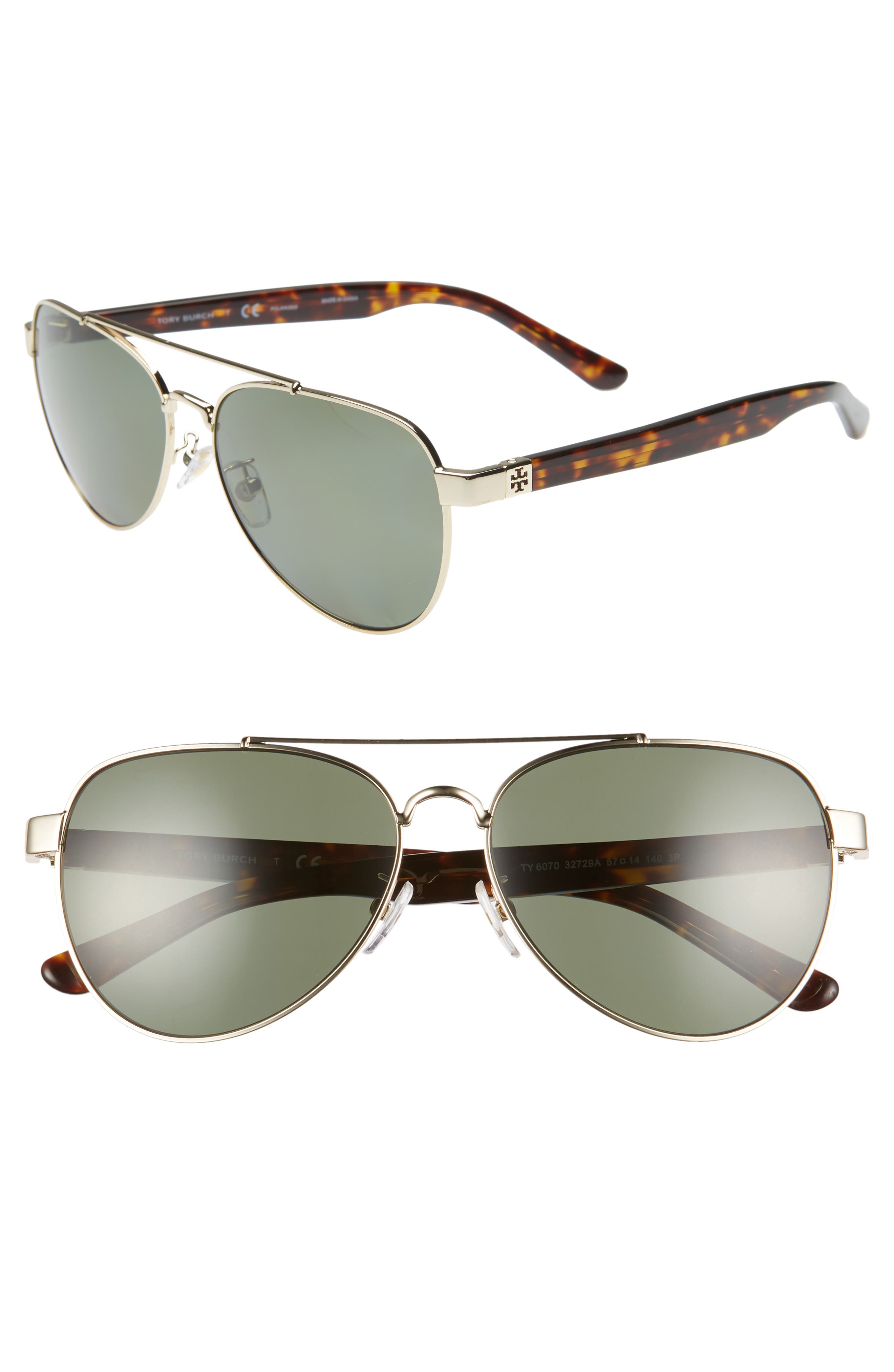 tory burch 60mm aviator sunglasses