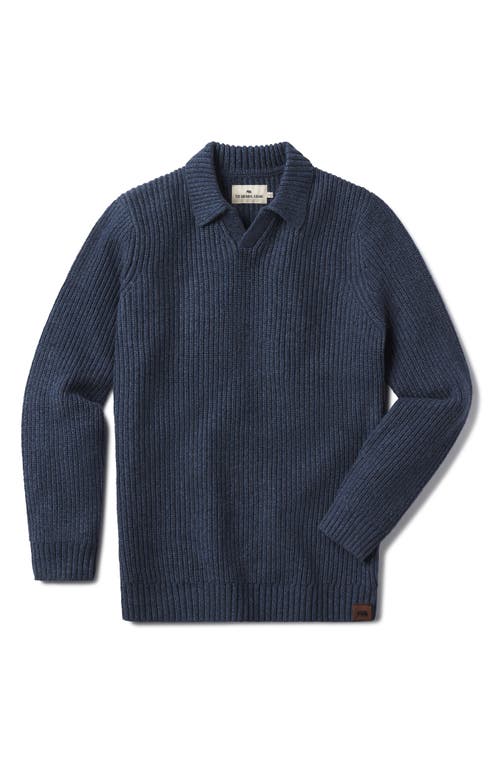 Shop The Normal Brand Ribbed Cotton Blend Polo Sweater In Steel Blue