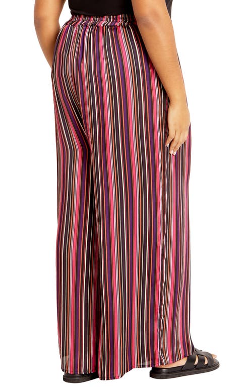 City Chic Willow Stripe Wide Leg Pants In Vintage Stripe