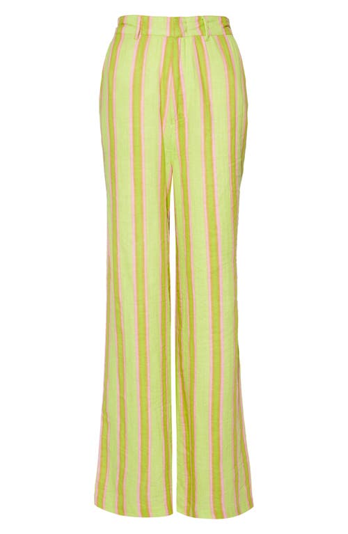 Shop Nasty Gal Lime Stripe High Waist Baggy Pants