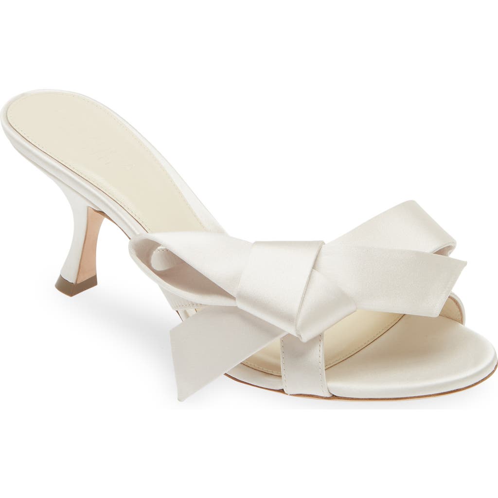 Giambattista Valli Bow Satin Sandal In Ivory