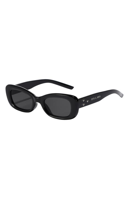 Fifth & Ninth Anya 51mm Rectangle Polarized Sunglasses In Black