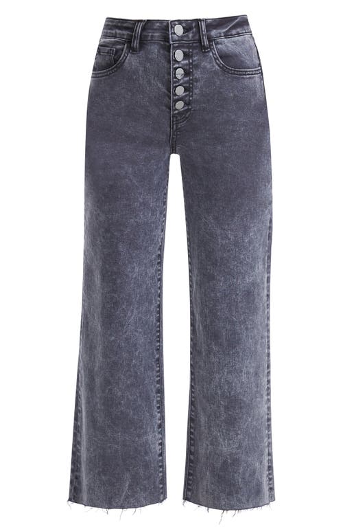 Bayeas High Waist Raw Hem Ankle Wide Leg Jeans In Graphite