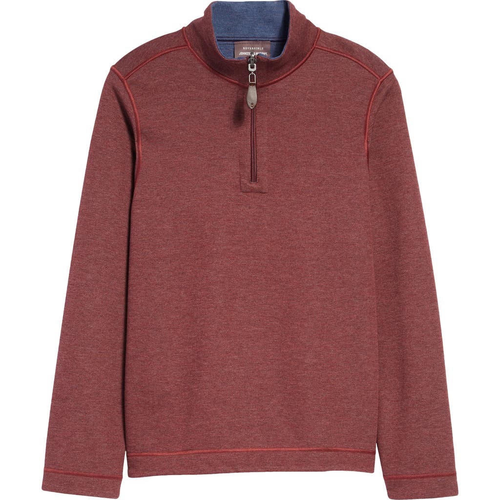 Johnston & Murphy Kids' Solid Reversible Quarter Zip Pullover In Berry/blue
