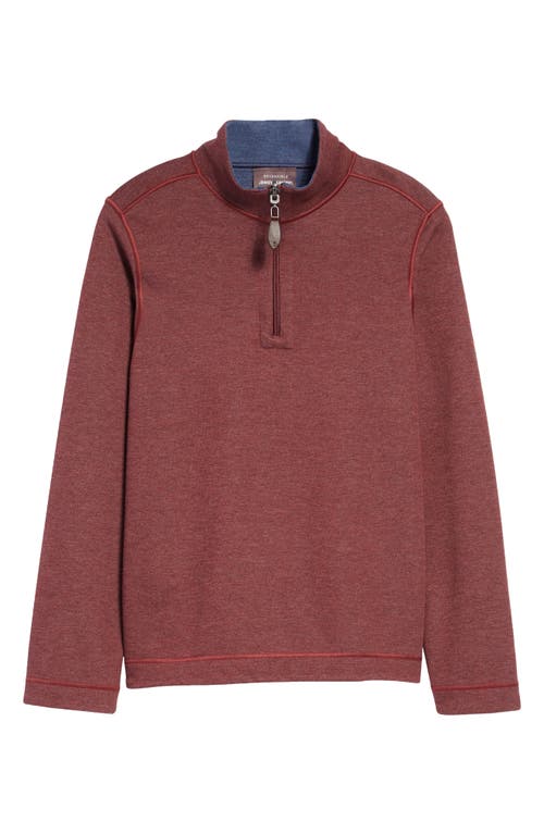 Johnston & Murphy Kids' Solid Reversible Quarter Zip Pullover In Berry/blue