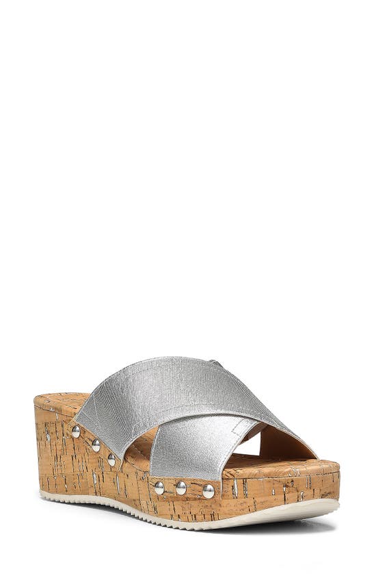 Shop Donald Pliner Summer Platform Wedge Sandal In Silver