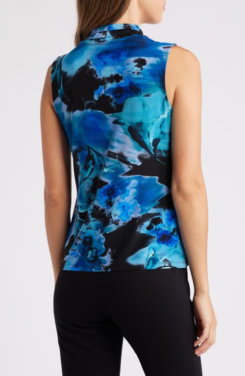 Shop Anne Klein Print Triple Pleat Sleeveless Top In Anne Black Multi