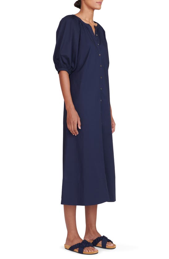 Shop Staud Vincent Puff Sleeve Maxi Dress In Navy