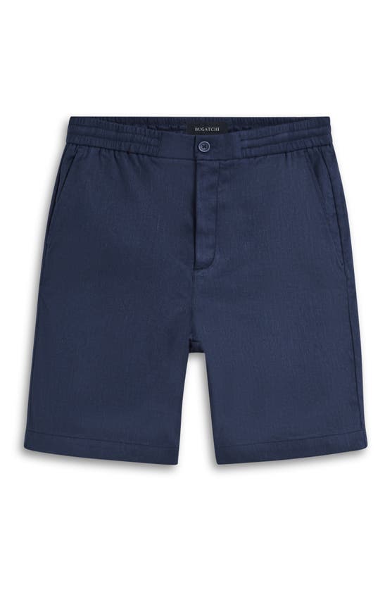 Shop Bugatchi Linen Blend Drawstring Chino Shorts In Navy