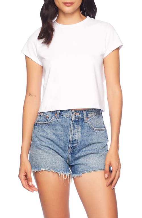 Shop Susana Monaco Crop Crewneck T-shirt In Sugar