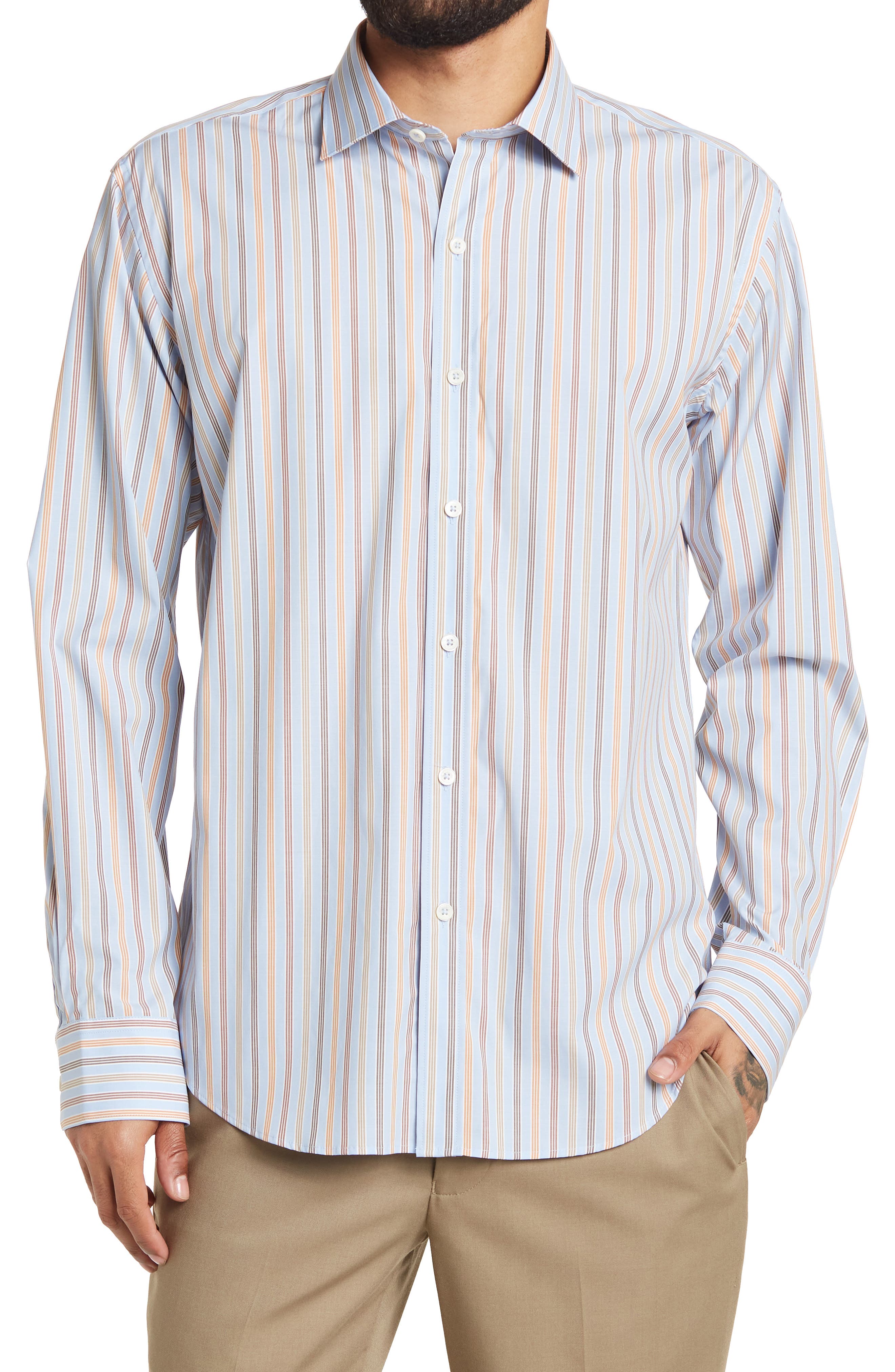 Bugatchi Shaped Fit Woven Dress Shirt 