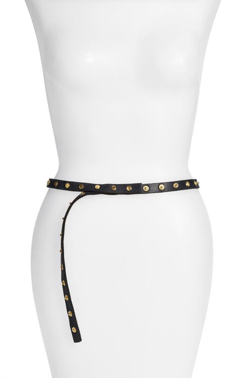 Ada 'Cala' Studded Skinny Leather Belt in Black
