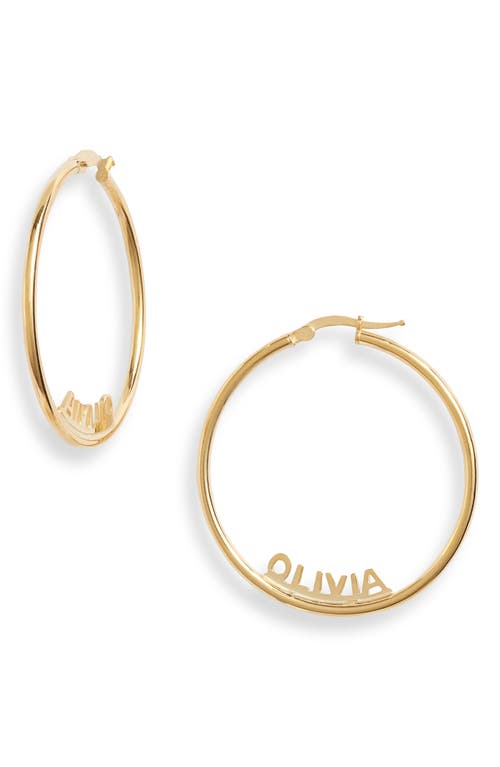 Argento Vivo Sterling Silver Argento Vivo Personalized Name Hoop Earrings in Gold