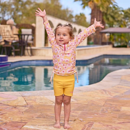 Uv Skinz Reversible Active Swim Shorts In Sunshine Daisies/marigold