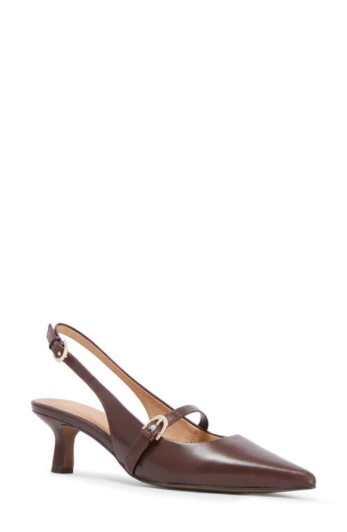 FRANKIE4 Coco Slingback Pointed Toe Kitten Heel Pump in Chestnut 