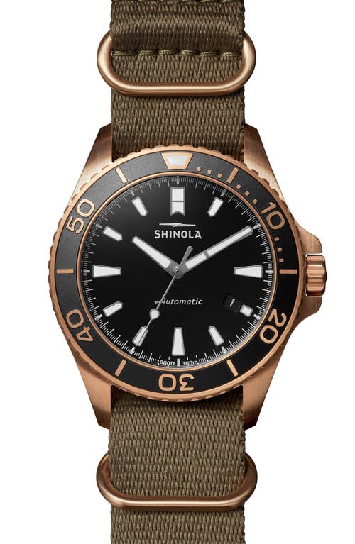 Shop Shinola Monster Automatic Strap Watch, 43mm In Teak/black/bronze