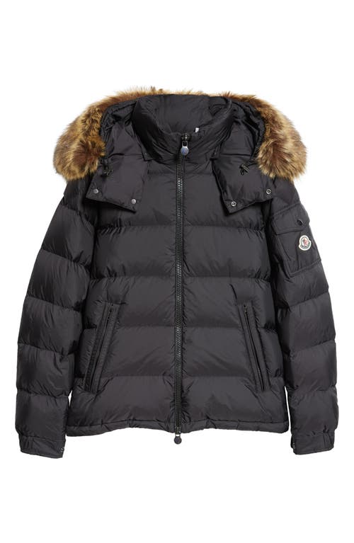 Moncler Mayaf Faux Fur Trim Hooded Down Puffer Jacket In Black