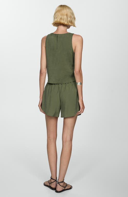 Shop Mango Drawstring Shorts In Forest Green